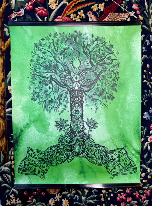 Cosmic Tree of Life: She of a Thousand Stars (Watercolor Emerald Edition)